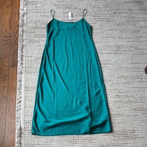 J. Crew Teal Satin Midi Dress